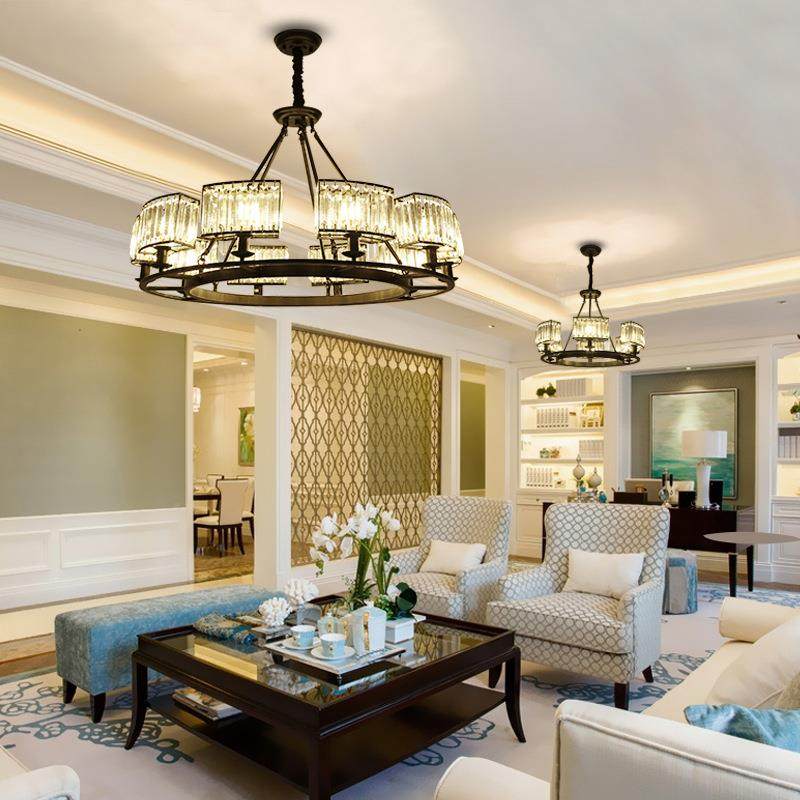 ASD-1001新中式奢水晶客厅吊灯餐约厅灯现风代简卧室灯吸吊两用灯