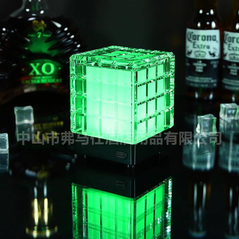 酒吧KTV充电魔方台灯创意led装饰桌面亚克力小方灯清吧氛围小夜灯
