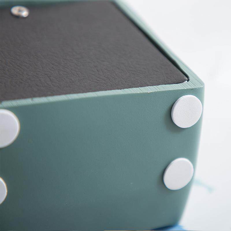 摆几何形座钟件树脂材质工DS18BJ35艺品豆沙居绿桌立钟面陈设家简