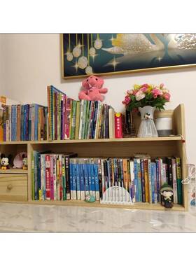 简易实木桌上小纳架学生儿童书收松木多层飘窗储物柜架桌92945面