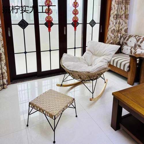 复古摇摇椅家阳台休闲单摇人椅用懒椅人沙发椅成人躺夏季户外0031