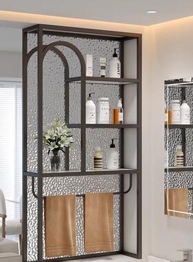 现代9136简约奶油风卫墙生间半干湿分离厅洗漱台置物架轻奢客隔断