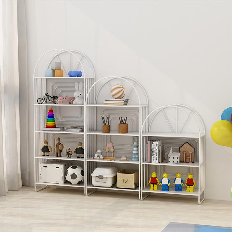 W儿架童书架客室厅置物架床头子落地多8层家用小型书柜卧铁艺TPP