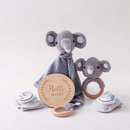 宝宝抚摇巾铃棉质口水巾儿童口安欲可啃咬动物摇期PTZ2222铃安抚