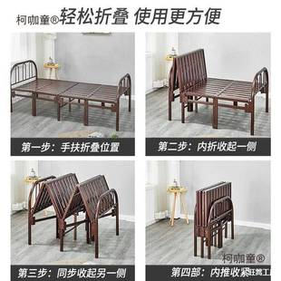 单人8床可麦折叠床家用1米3钢床0丝公分的5不CYM锈钢90宽一米二太