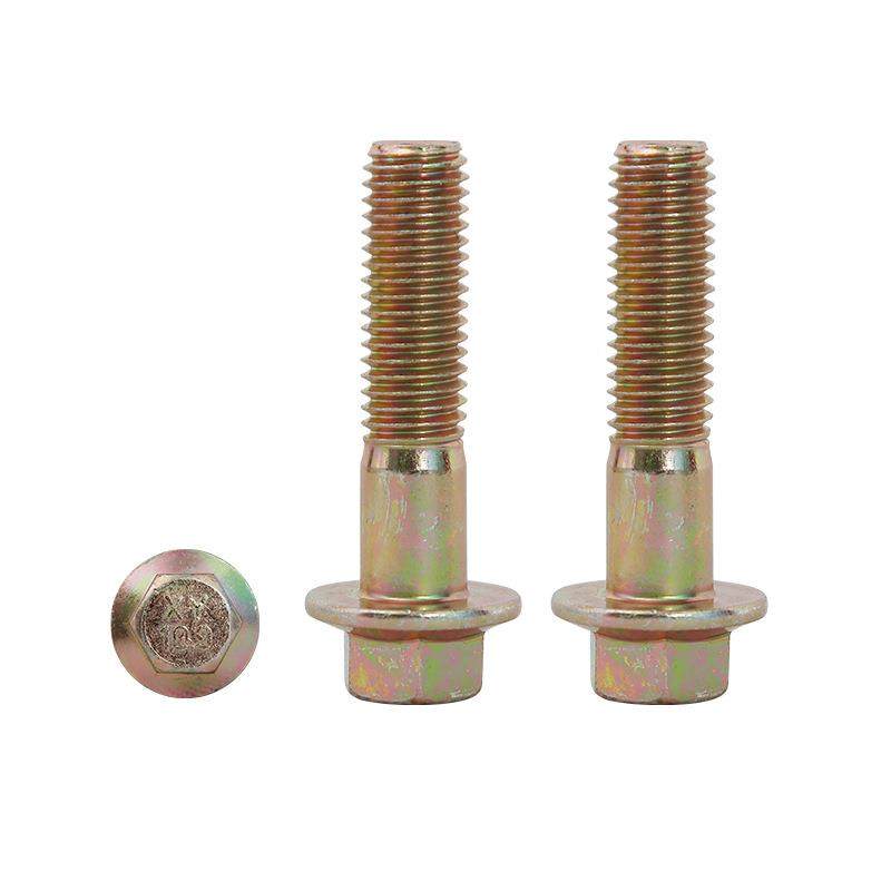 108现货法法兰螺栓彩5789（10.9度）高强平脑花锌齿兰螺栓