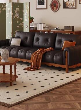 式中7178古实木法发客厅钢琴键复古美式直排布沙艺沙发墨绿色2250