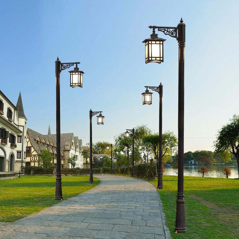 路灯太阳能户外防水别墅小区家院用室子中式外庭院PHD米高双头杆