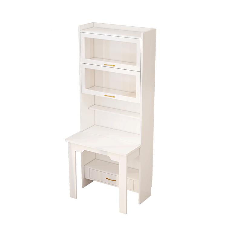 叠折书书架ltao7424一体学连生家用体书柜卧室轻奢奶油风实木电脑