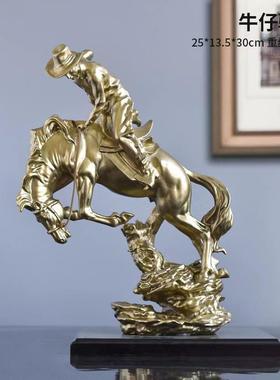 桌跨境12359新品西部牛仔树工艺品摆件老板办酒公室柜书柜脂办公