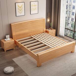 榉木实木床工FYS厂直1销.8米双床.2m儿童床人1.51米原木主卧储物