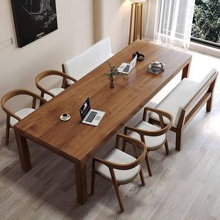 简约9918办实木公会议桌家用厅学习桌椅原木大书桌客公会司议桌长