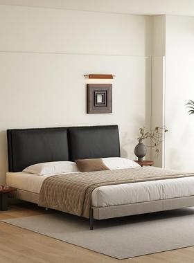 ?猫约抓皮床头软包靠洗背黑色皮质Fh($px}@靠垫皮革大靠免枕现代