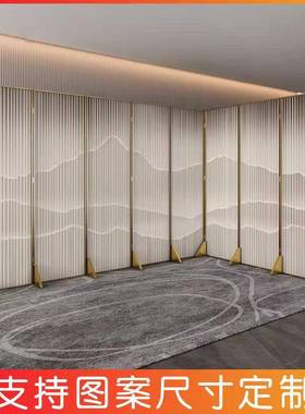 新中铝合金屏风山水隔断屏可折玄书QPR房创意复古酒店卧式室四关