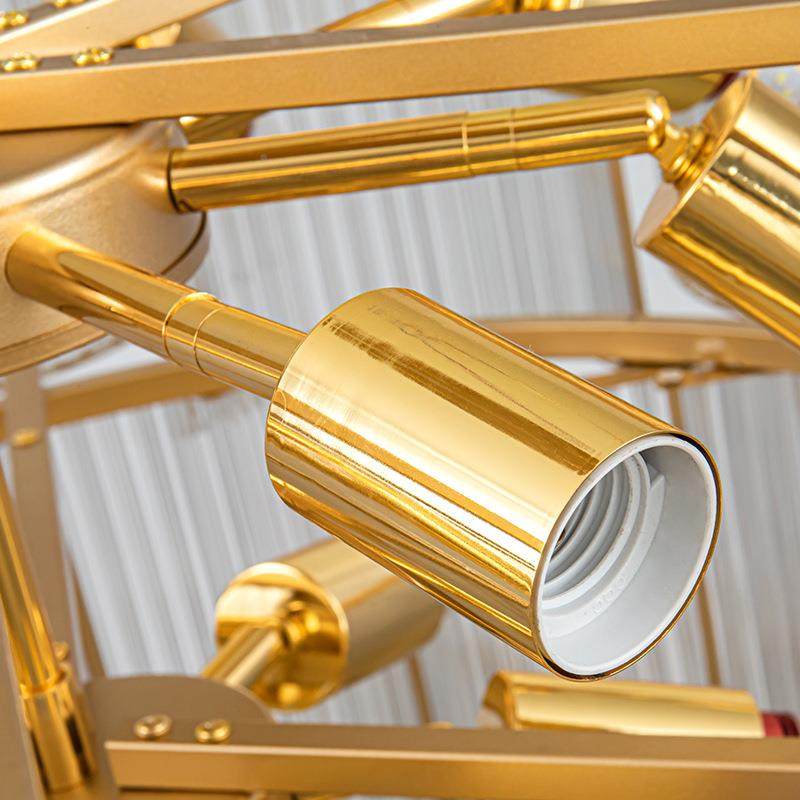 源头厂新中式吊灯层璃厅餐厅水晶玻轻客奢三大气复式玻璃条瓦楼双