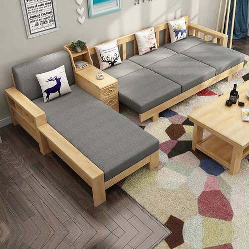 实沙发组合代中式带储物原木现型ZMA贵妃布艺沙发小户客厅家木具