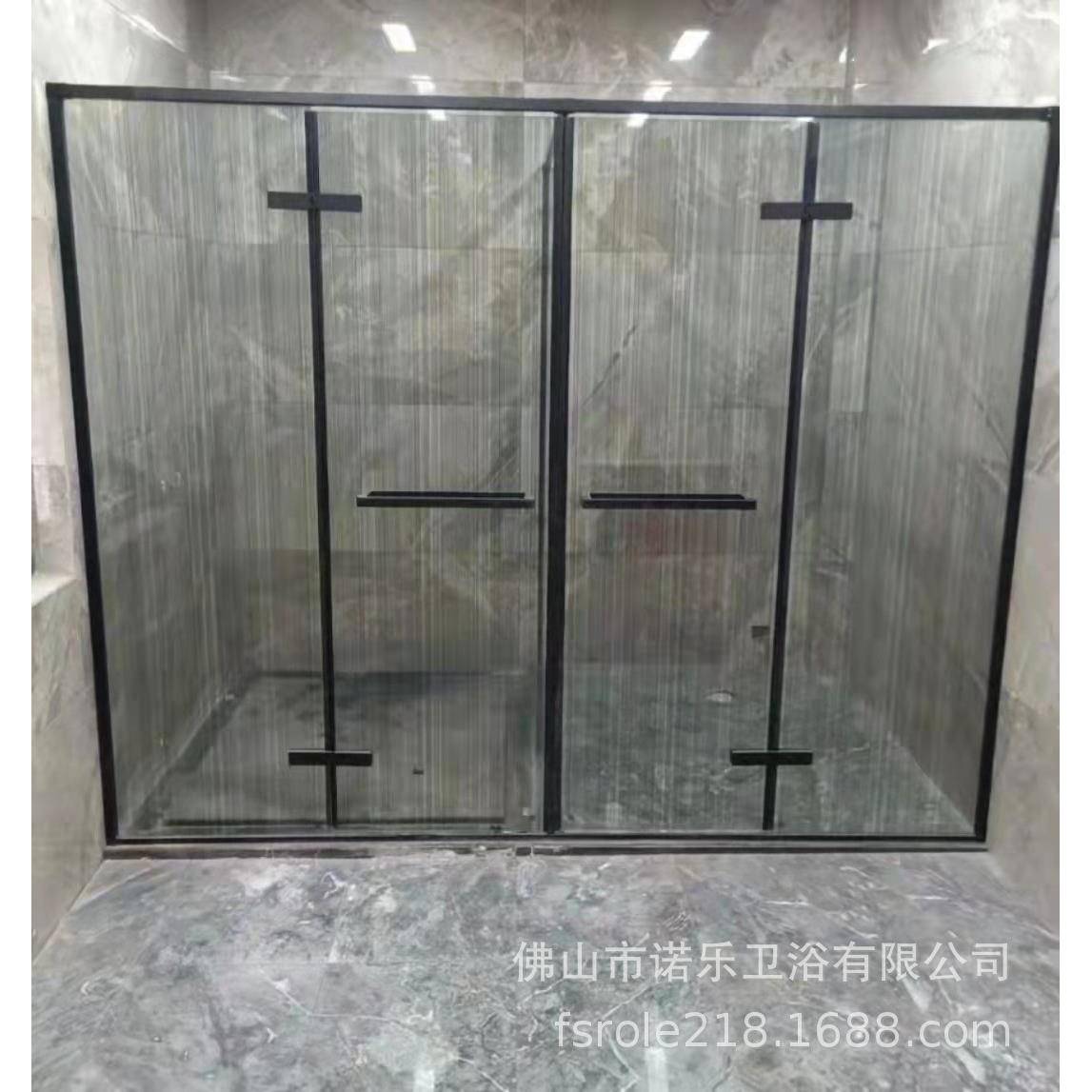 酒店工程极简钻石淋浴房哑黑框窄浴洗室澡屏风干CLS湿离玻璃分隔