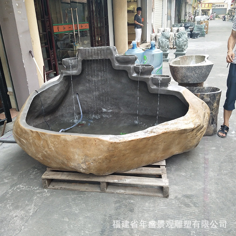石雕现货 园林广场装饰流水雕塑摆件 鹅卵石雕刻水 城市景观小品