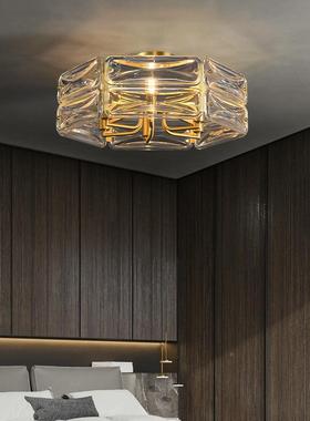 轻全奢铜卧室灯现BEF厅代灯简约玻璃客吊灯餐厅书房创意玄关过道