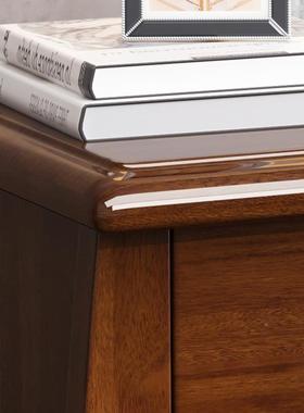 胡桃木实木床头小柜中SUX式现代柜卧室收储物型矮柜床边纳置整物