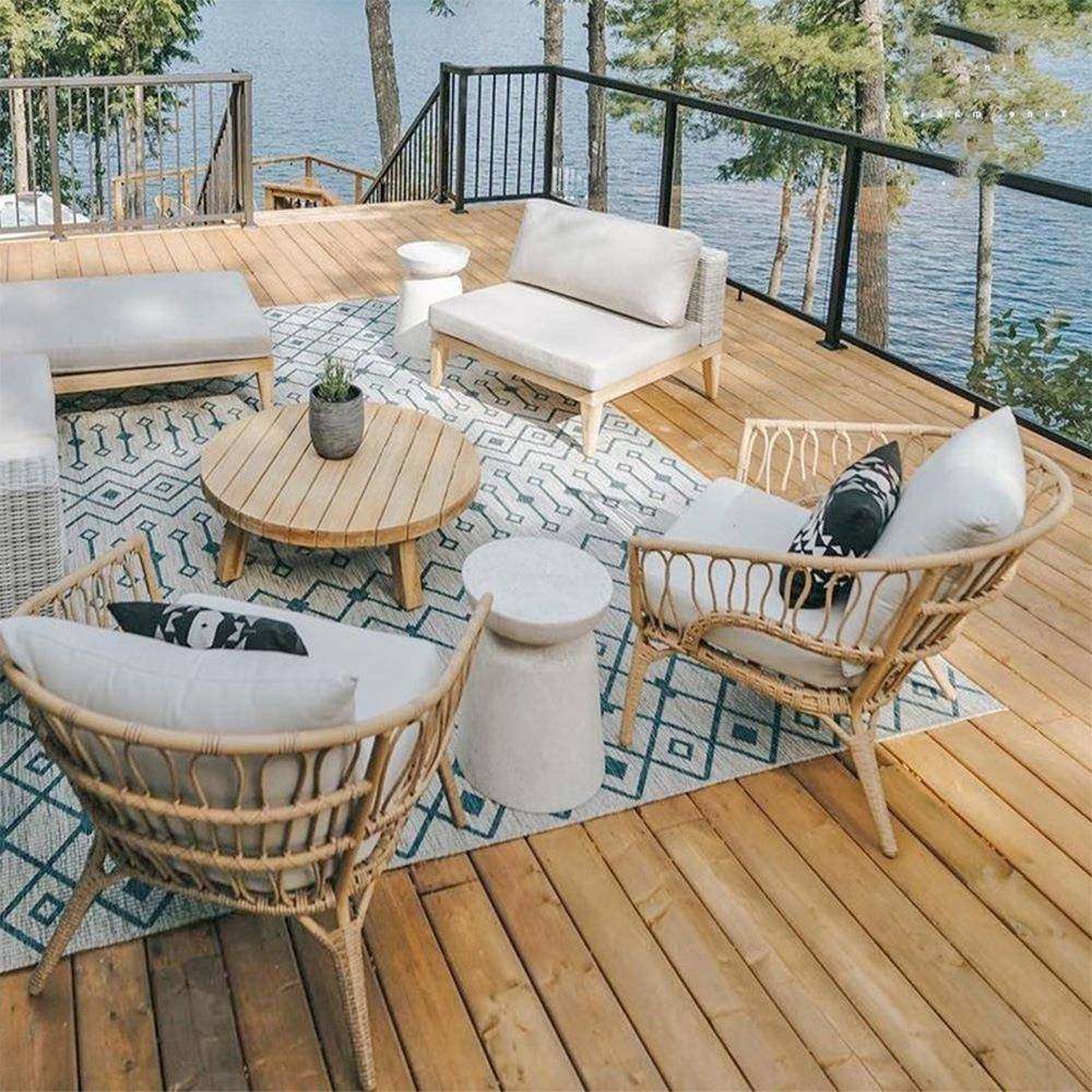 户外藤13855编沙组合庭露台花园家具民酒宿店别墅室外发院休闲藤