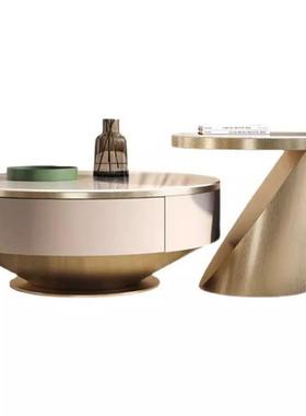 茶家几新款轻奢现代35698厅用意式岩板极简客高端圆小户型形简约