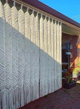 QNC波西米亚编织门帘手编织隔帘室外工隔断帘编挂毯断织庭院手编