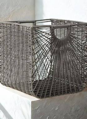 仿手藤工网编收纳筐格双提手置物篮56166酒店家居格织子柜抽屉式