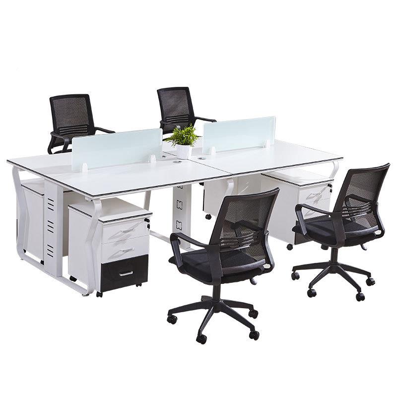 职员办公桌YQ669简现代办公家具电脑桌四桌人位员工椅组合单人钢