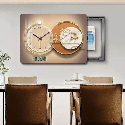 代轻奢表箱装现饰画钟表万年历电子钟挂画电闸盒配80206电带箱遮