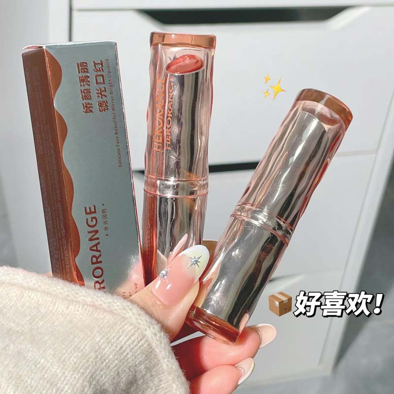 HERORANGE娇颜清丽镜光口红丝滑持妆显色不易粘杯轻薄不拔干口红