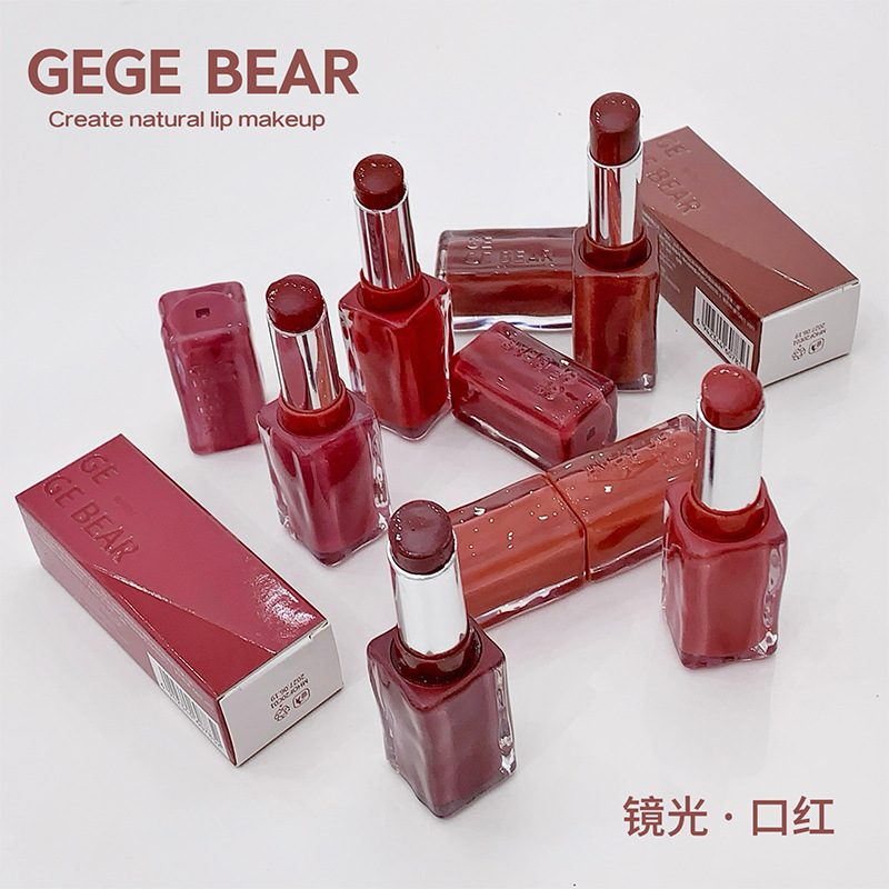 Gegebear戈戈小熊镜光口红不掉色不沾杯丝绒雾面哑光裸色系口红
