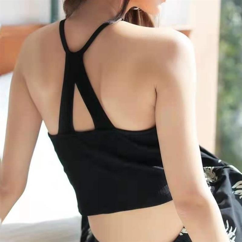 美背挂脖小吊带背心女内搭带胸垫文胸一体设计感外穿露背打底上衣