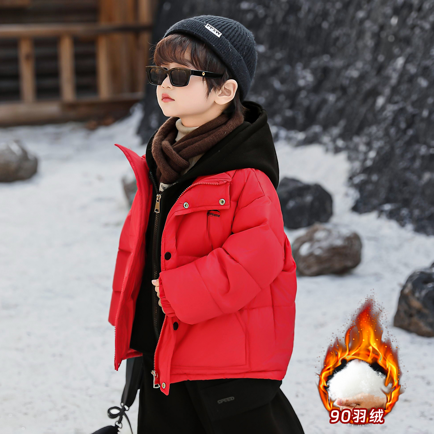 男童冬季帅气90白鸭绒棉袄羽绒服