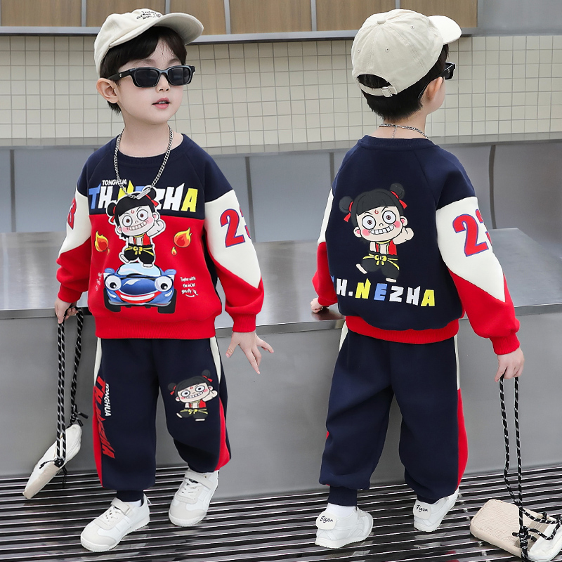 闪灯哪吒男童春秋亲肤卫衣两件套