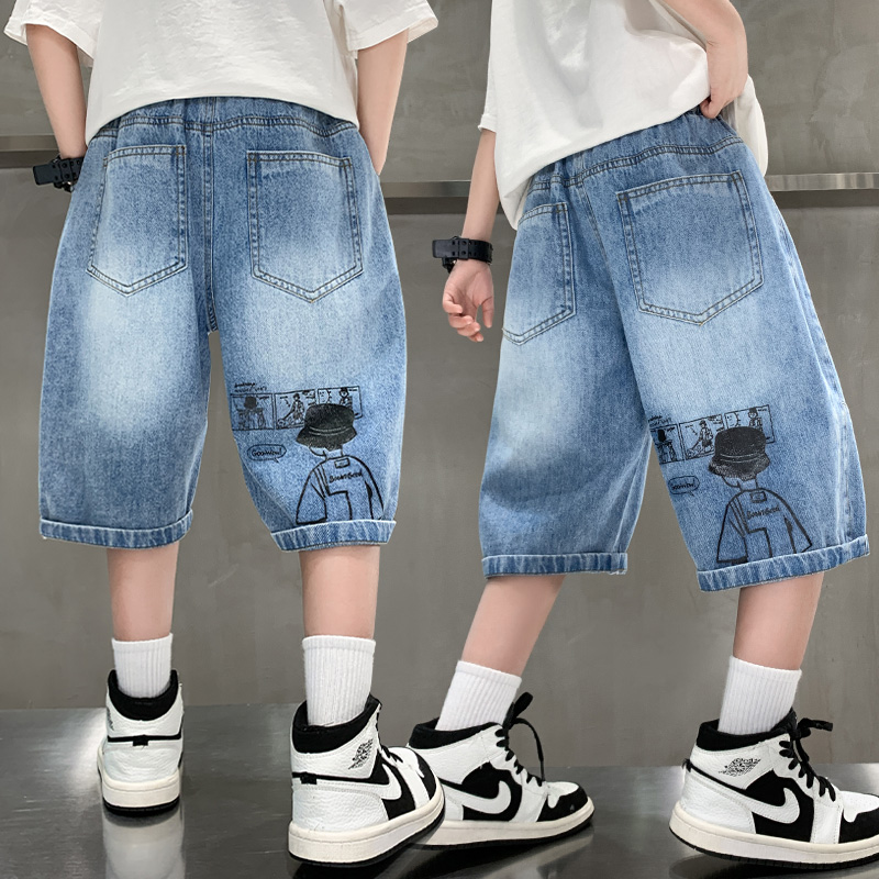 儿童装男童夏季短裤裤子2025新款中裤夏款薄款中大童牛仔裤夏装潮