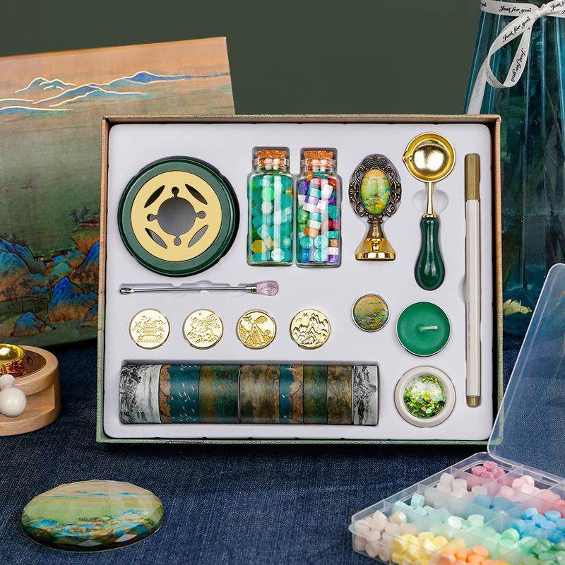 故宫文创火漆印章套装全套章头便宜头儿童千里江山复古古风蜡