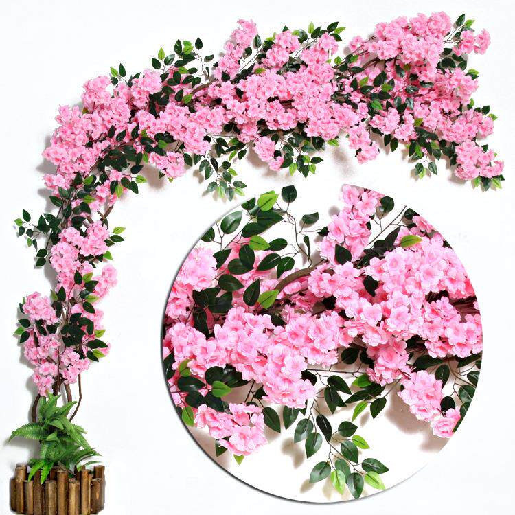 仿真花墙假树叶仿真树枝婚庆假叶子樱花树榕树植物墙绿植墙面装饰