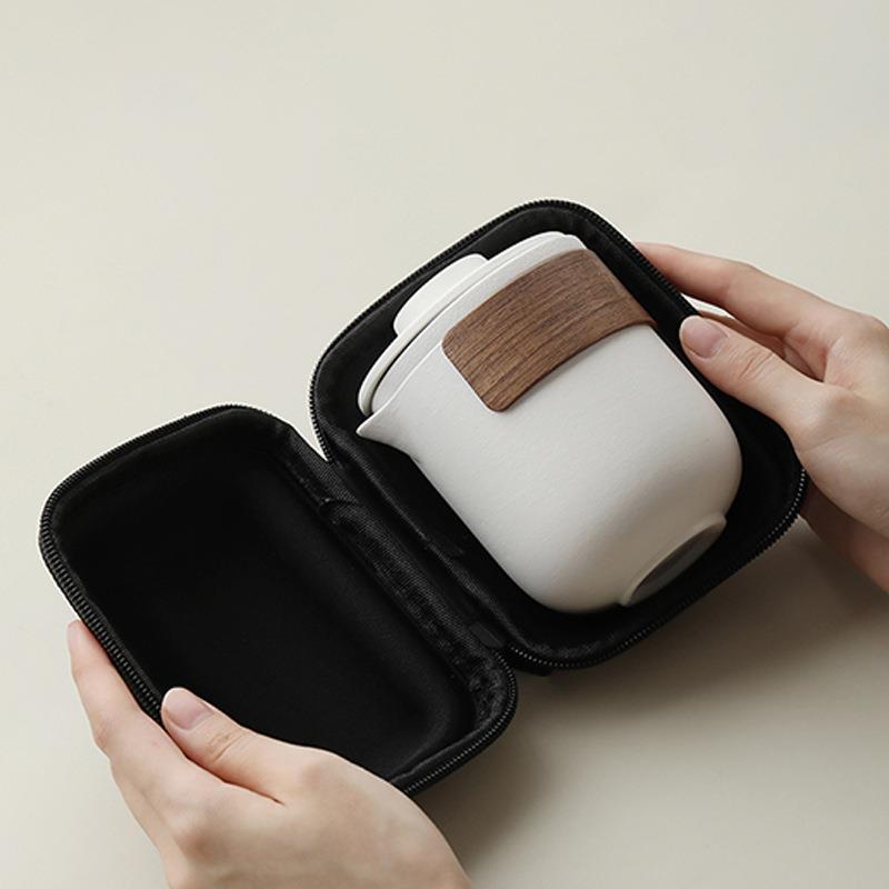 简约陶瓷快客一壶四杯户外露营便携旅行功夫茶具套装茶杯礼品刻字