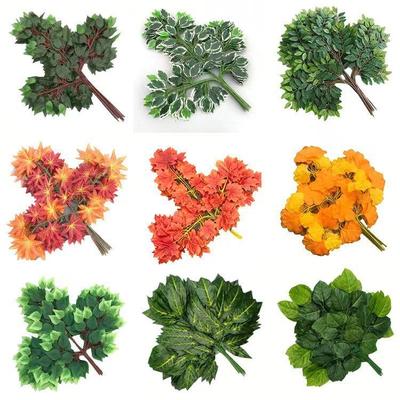 仿真树枝室内造景塑料叶子假绿植枫叶银杏叶榕树装饰树叶枝叶