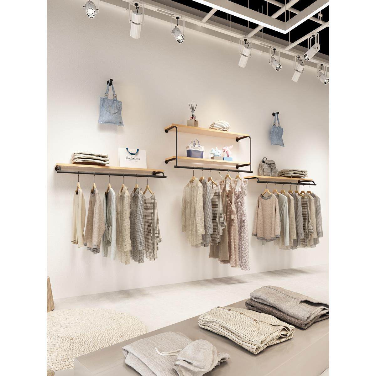 服装店上墙壁挂式展示架女装店墙上挂衣服杆子童装挂衣架陈列货架