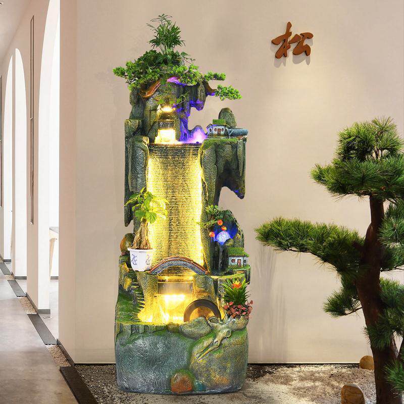 假山流水喷泉客厅水景摆件加湿器大型落地办公室家居开业礼品