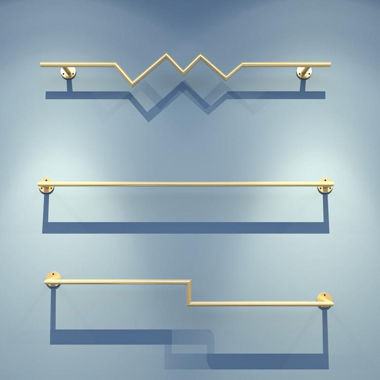 服装店展示架上墙正挂童装壁挂衣服架子金色男女装陈列货架收纳