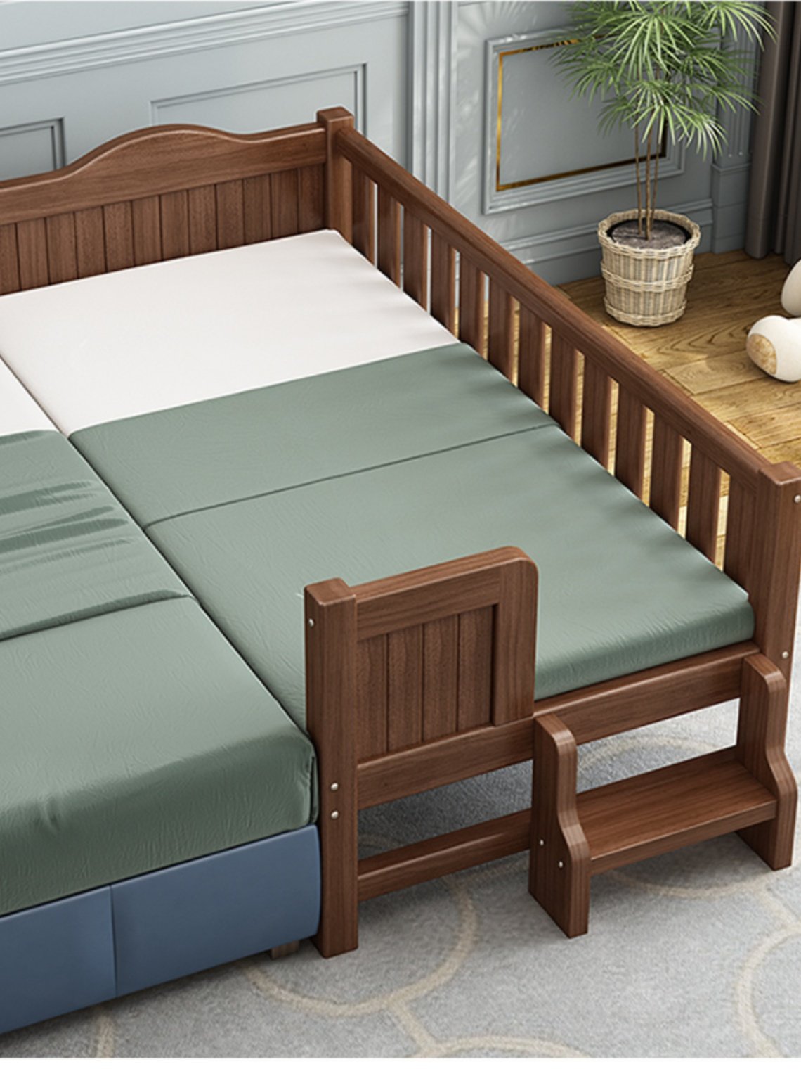 实木拼接床加宽床边大人男孩儿童婴儿分床神器宝宝小床带护栏简约