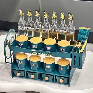 高级感厨房多功能置物架台面调味盒家用组合装油盐酱醋调料品全套