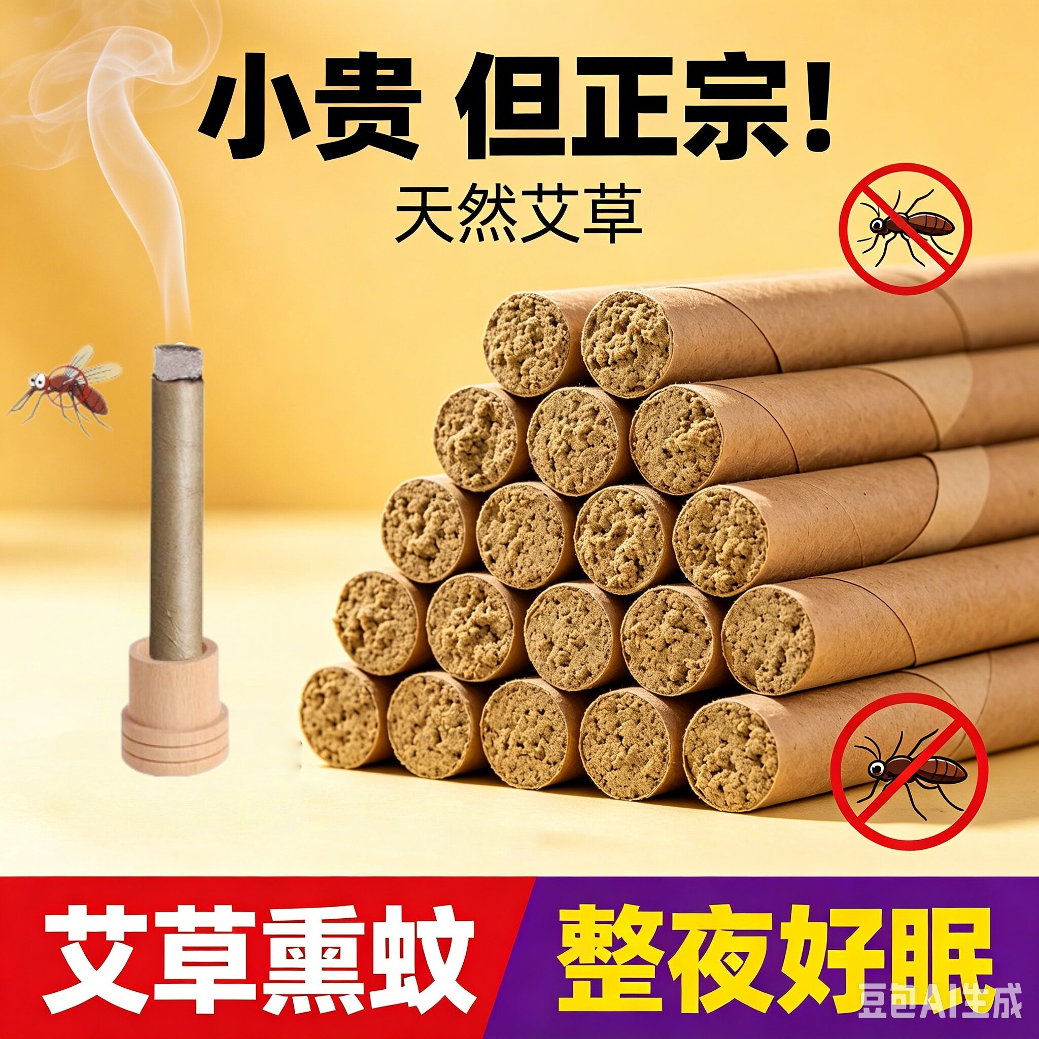 艾草艾叶蚊香棒香薰艾条室内家用卫生间厕所除臭去异味留香母婴