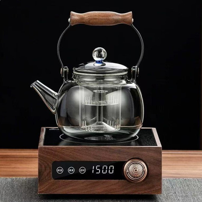 茶总堂黑晶炉胡桃木小型烧水快煮壶煮茶泡茶保温高档蒸茶1500W
