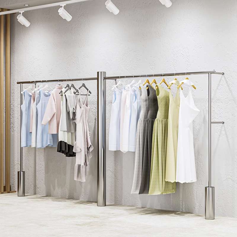 服装店展示架不锈钢上墙挂衣架女装服饰衣服货架陈列架子新款