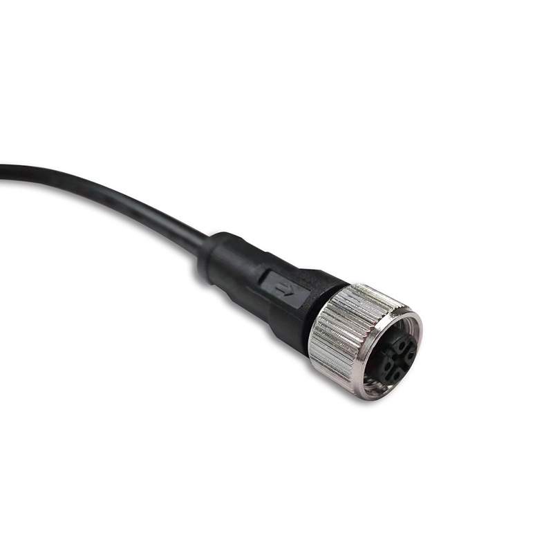 M12 D型4芯母头转RJ45水晶头防水直头连接器 网线航空插头