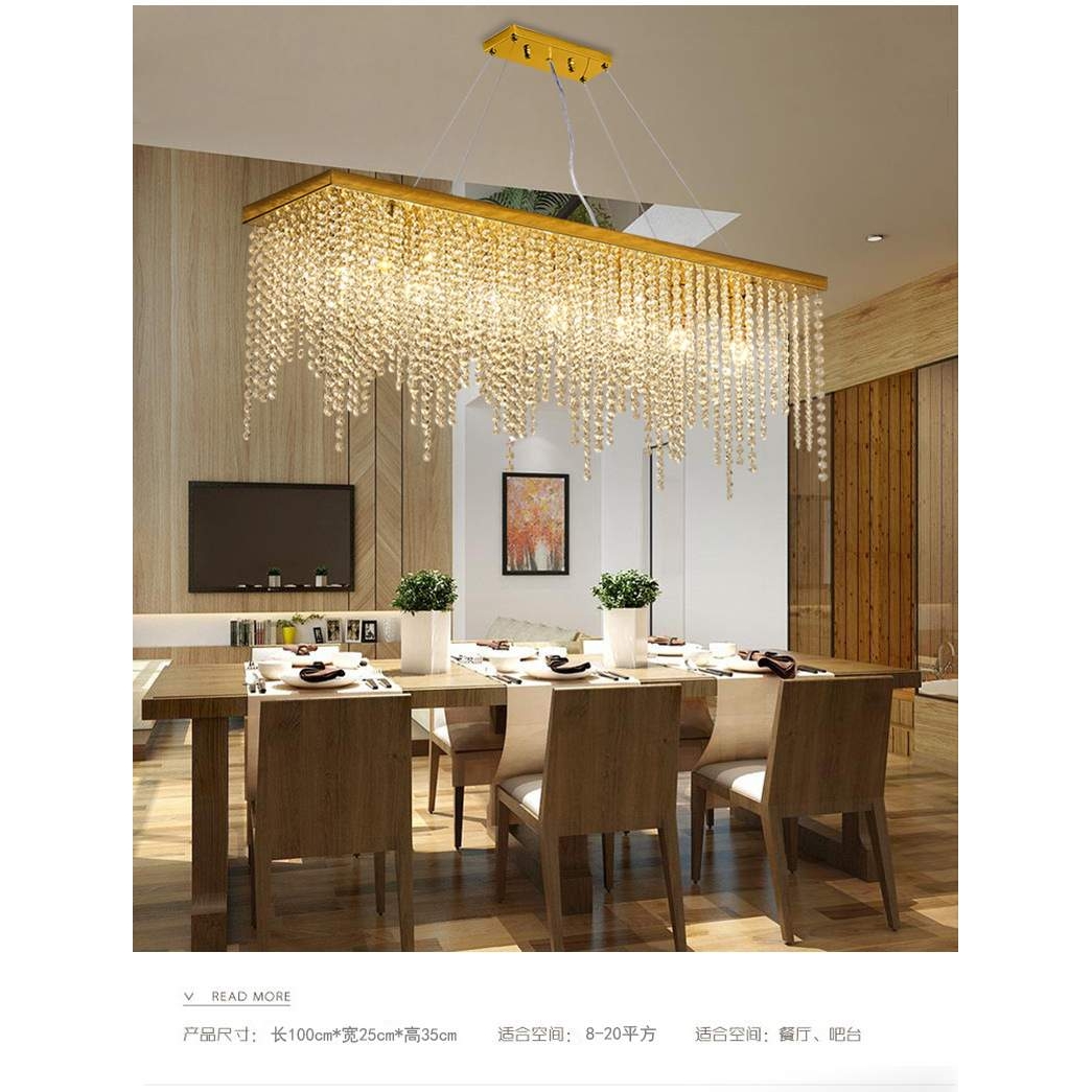 后现代轻奢水晶吊灯餐厅客厅吧台厨房开放式长方形水晶灯饰隔断灯